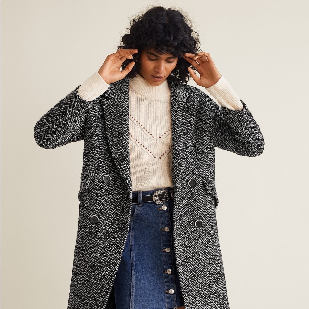 MANGO Herringbone flecked coat
